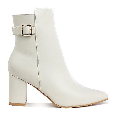 London Rag Conchos Belt Detail Women's Block Heel Boots