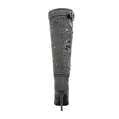 London Rag Cornik Women's Multi-Color Stone Denim Boots