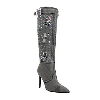 London Rag Cornik Women's Multi-Color Stone Denim Boots