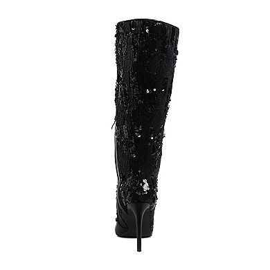 London Rag Sitarah Women's Metallic Sequin Knee-High Boots