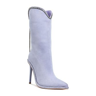 London Rag Ashipa Women's Diamante Chain Detail Calf Boots