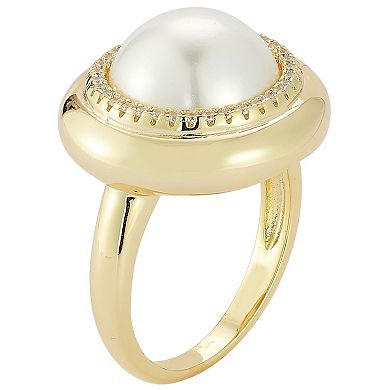 Sunkissed Sterling Sterling Silver CZ & Pearl Ring