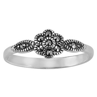 Sunkissed Sterling Oxidized Cubic Zirconia Flower Ring