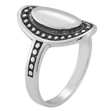 Sunkissed Sterling Oxidized Beaded Oval Sterling Silver Ring