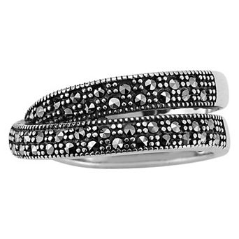 Sunkissed Sterling Sterling Silver Oxidized Cubic Zirconia Double Row Ring