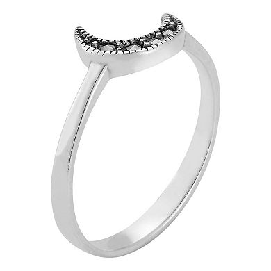 Sunkissed Sterling Oxidized Cubic Zirconia Moon Ring