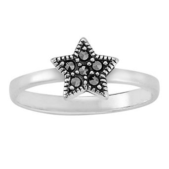 Sunkissed Sterling Sterling Silver Oxidized Cubic Zirconia Star Ring