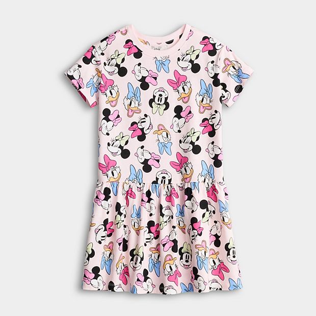 Girls 4-12 Jumping Beans Disney Drop Waist Knit Dress, Girl's, Size: 10, Pink Minnie Toss