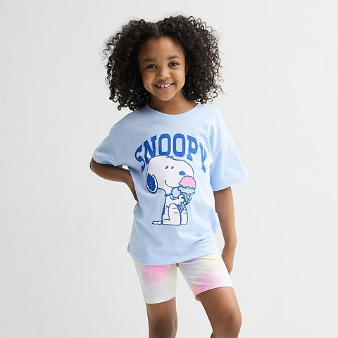 Girls 4-12 Jumping Beans Snoopy Oversized Tee & Bike Shorts Set