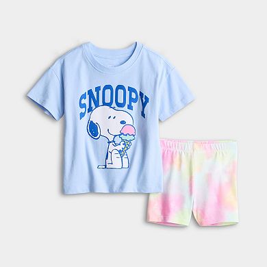 Girls 4-12 Jumping Beans Snoopy Oversized Tee & Bike Shorts Set