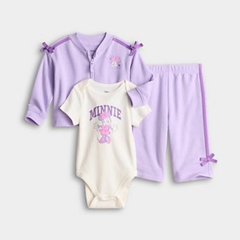 Baby Girl Disney's Minnie Mouse Jumping Beans® 3 pc Bow Shoulder French Terry Set