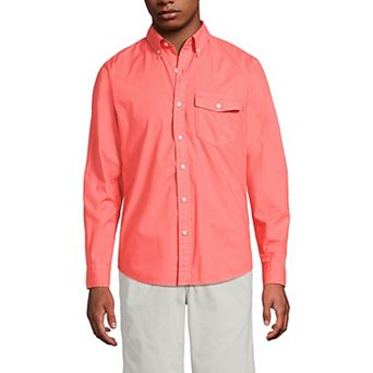 Men's Lands' End Long Sleeve Solid Poplin Shirt