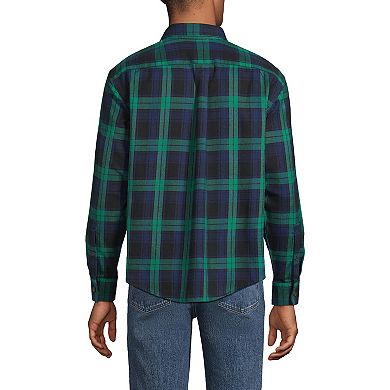 Men's Lands' End Long Sleeve Rain Defense Flannel Shirt