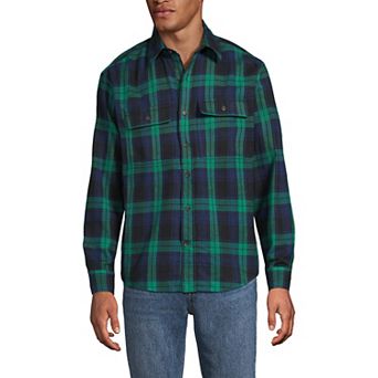 Men's Lands' End Long Sleeve Rain Defense Flannel Shirt