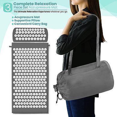 Sorbus 29 Inch Acupressure Mat, Pillow & Carry Bag - Great for Muscle Relaxation, & Meditation