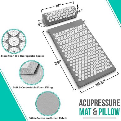 Sorbus 29 Inch Acupressure Mat, Pillow & Carry Bag - Great for Muscle Relaxation, & Meditation