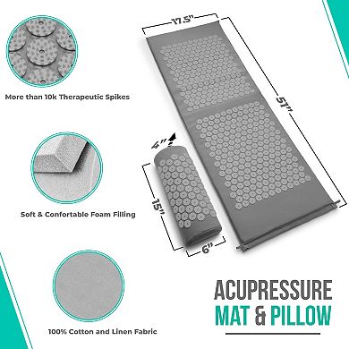 Sorbus 51 Inch Acupressure Mat, Pillow & Carry Bag - Great for Muscle Relaxation, & Meditation