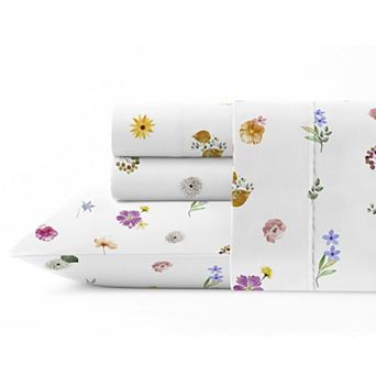 Pointehaven 200-Thread Count Cotton Percale Print Sheet Set or Pillowcase Pair