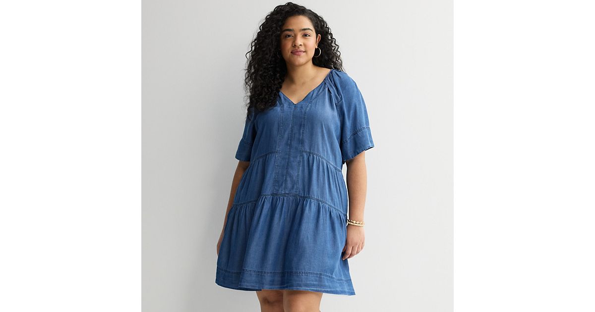 denim shirt dress kohls Denim Lapel Short Sleeve Belted Button Up Shirt Dress, Jean Blue / XL