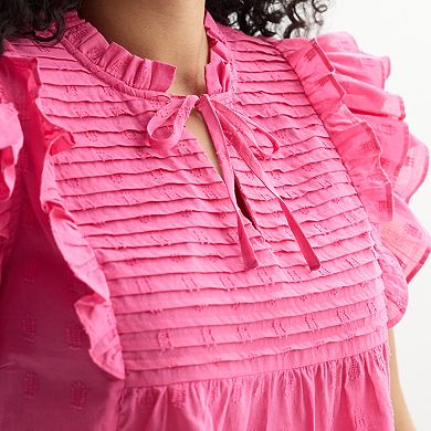 Plus Size Farmers Market Flounce Sleeve Blouse