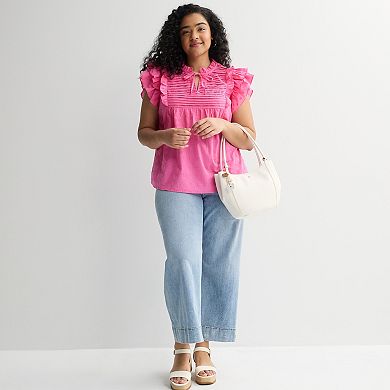 Plus Size Farmers Market Flounce Sleeve Blouse