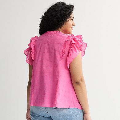 Plus Size Farmers Market Flounce Sleeve Blouse