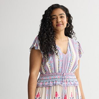 Plus Size Farmers Market Smocked Waist Midi Dress