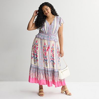 Plus Size Farmers Market Smocked Waist Midi Dress