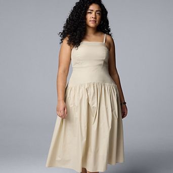Plus Size Simply Vera Vera Wang Drop Waist Midi Dress