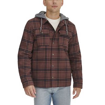 Men's Levi's® Plaid Fleece Hooded Shirt Jacket- Size Small