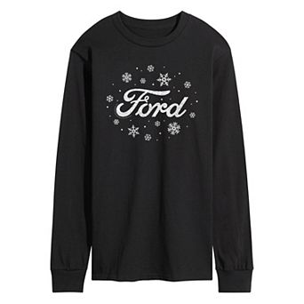 Men's Ford Logo Snowflakes Long Sleeve Graphic Tee