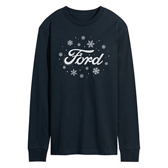Men's Ford Logo Snowflakes Long Sleeve Graphic Tee