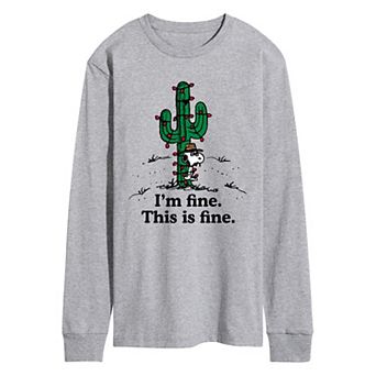 Men's Peanuts Spike I'm Fine This Is Fine Long Sleeve Graphic Tee