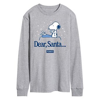 Men's Peanuts Snoopy Dear Santa Long Sleeve Graphic Tee