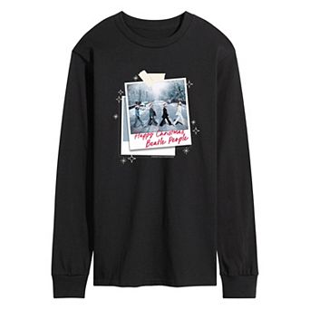 Men's The Beatles Happy Christmas Polaroids Long Sleeve Graphic Tee