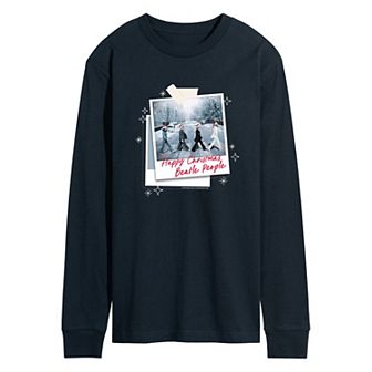 Men's The Beatles Happy Christmas Polaroids Long Sleeve Graphic Tee