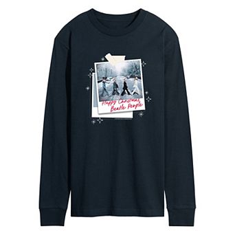 Men's The Beatles Happy Christmas Polaroids Long Sleeve Graphic Tee