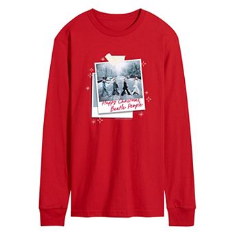 Men's The Beatles Happy Christmas Polaroids Long Sleeve Graphic Tee