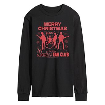 Men's The Beatles Merry Christmas Long Sleeve Graphic Tee
