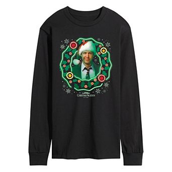 Men's National Lampoon's Christmas Vacation Clark Griswold Wreath Long Sleeve Graphic Tee