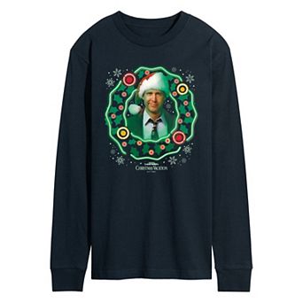 Men's National Lampoon's Christmas Vacation Clark Griswold Wreath Long Sleeve Graphic Tee