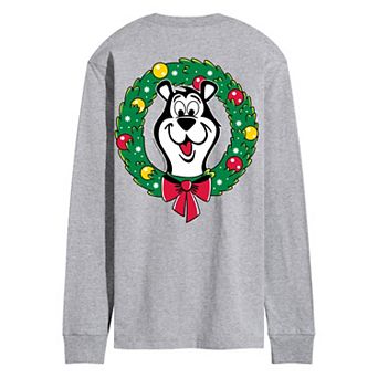 Men's Hamm's Beer Bear Christmas Wreath Long Sleeve Graphic Tee