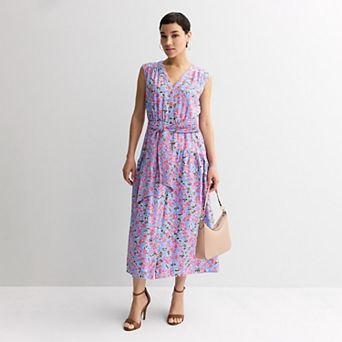 Petite Nine West Button Front Midi Dress