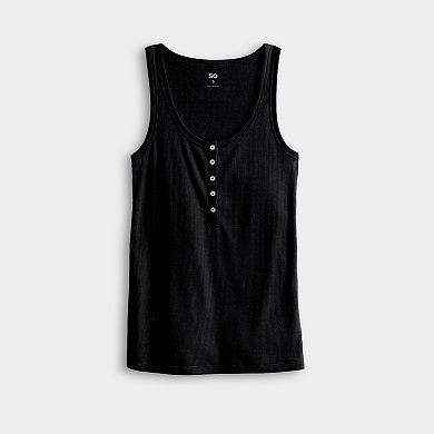 Juniors' SO® Ribbed Henley Tank Top