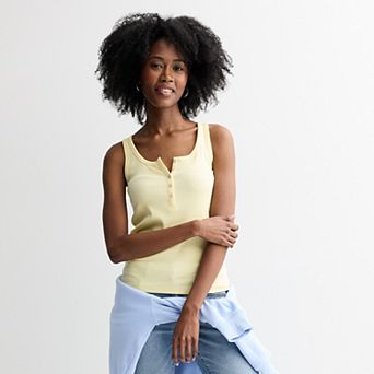 Juniors' SO® Ribbed Henley Tank Top