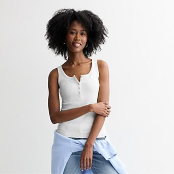 Juniors' SO® Ribbed Henley Tank Top