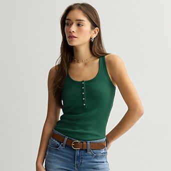 Juniors' SO® Ribbed Henley Tank Top