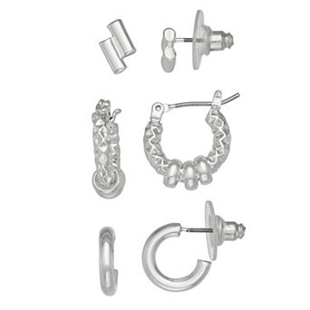 Nine West 3-Pair Silver-Tone Earring Set
