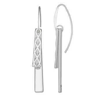 Nine West Silver Tone Bar Drop Wire Earrings