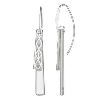 Nine West Silver Tone Bar Drop Wire Earrings